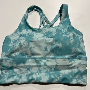 Lincactive Teal and White Tie-Dye Sports Bra small